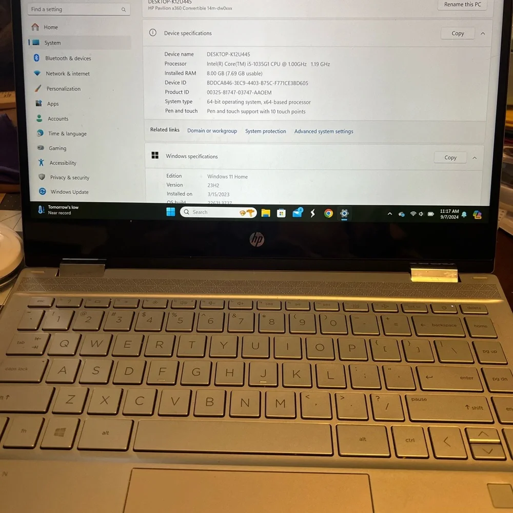 HP Silver Convertible Laptop with Backlit Keyboard